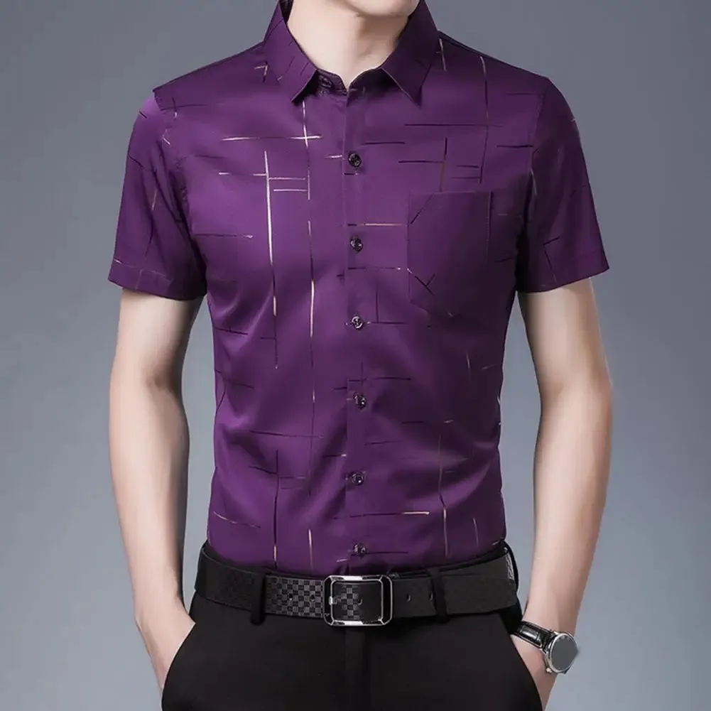 LuxStyle Herren Seidiges Sommer Arbeitshemd