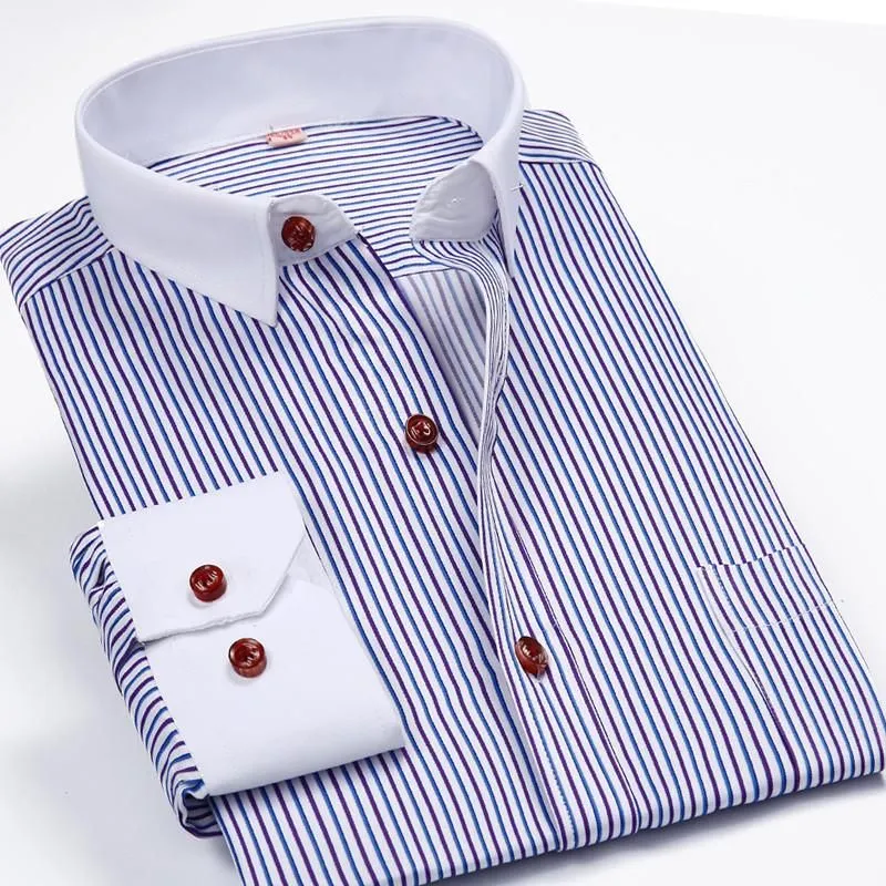 Luxury Striped Dress Shirt Up To 5XL
