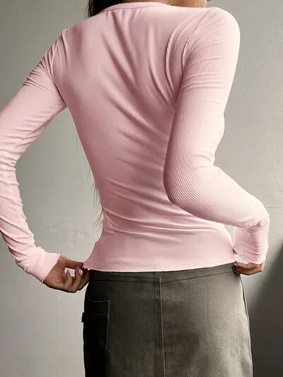 Lydia Half Button Long Sleeve T-Shirt