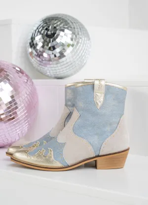 LYON studs denim - Westernboots | Champagne / Jeans