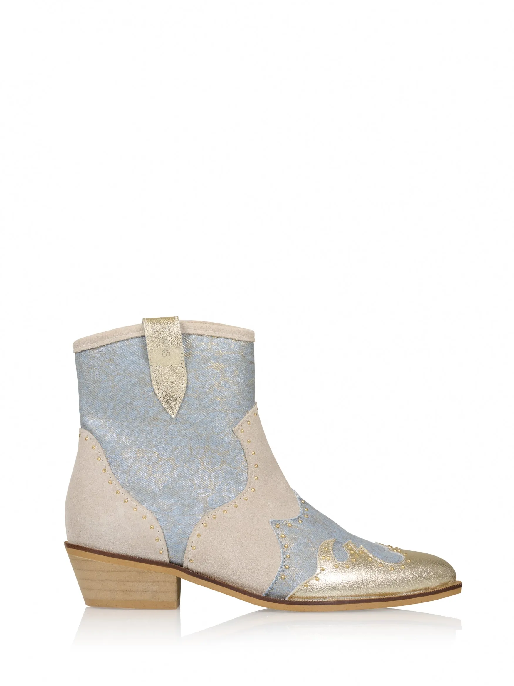 LYON studs denim - Westernboots | Champagne / Jeans