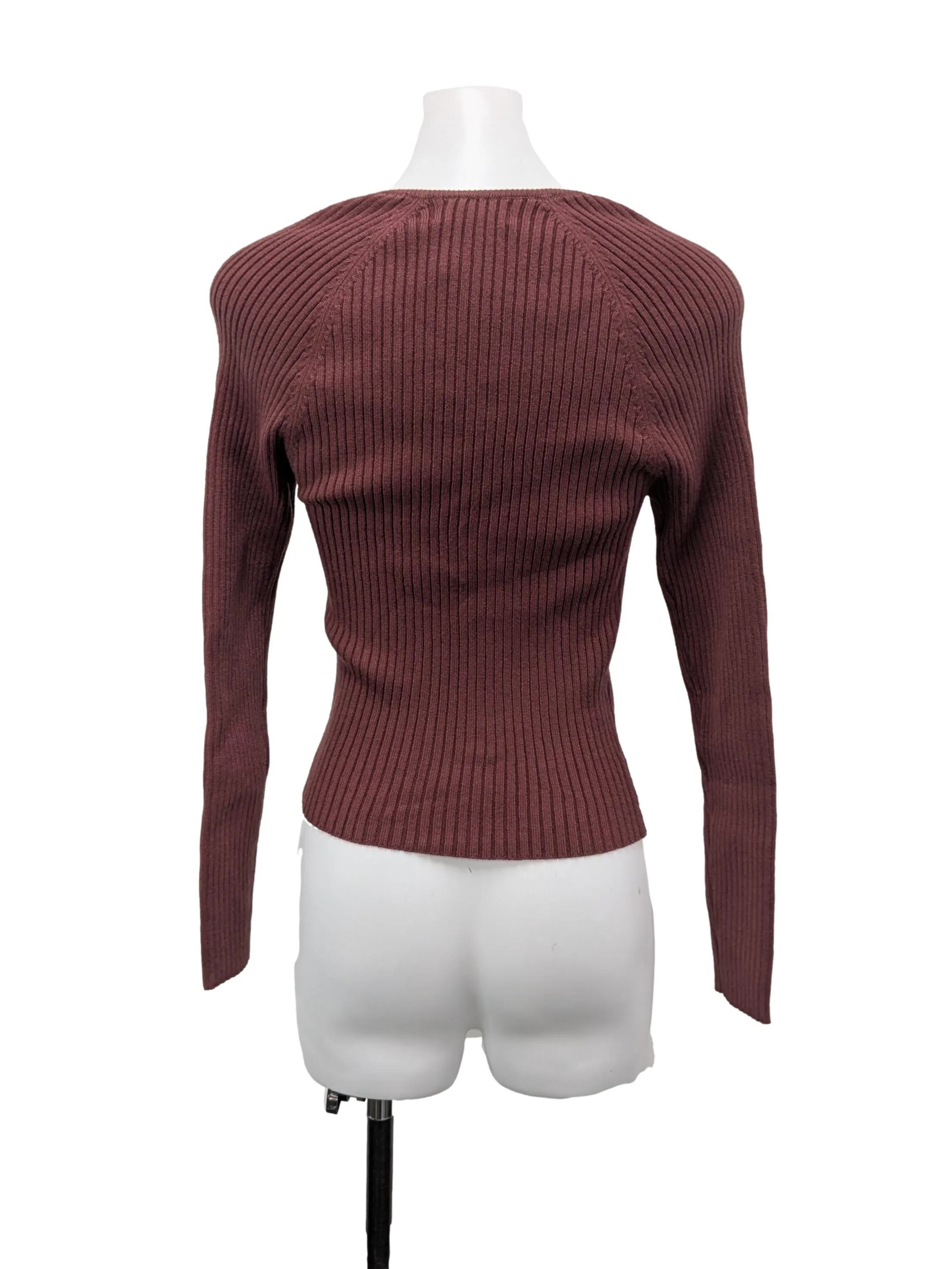 Maroon Square Neck Long Sleeve Blouse