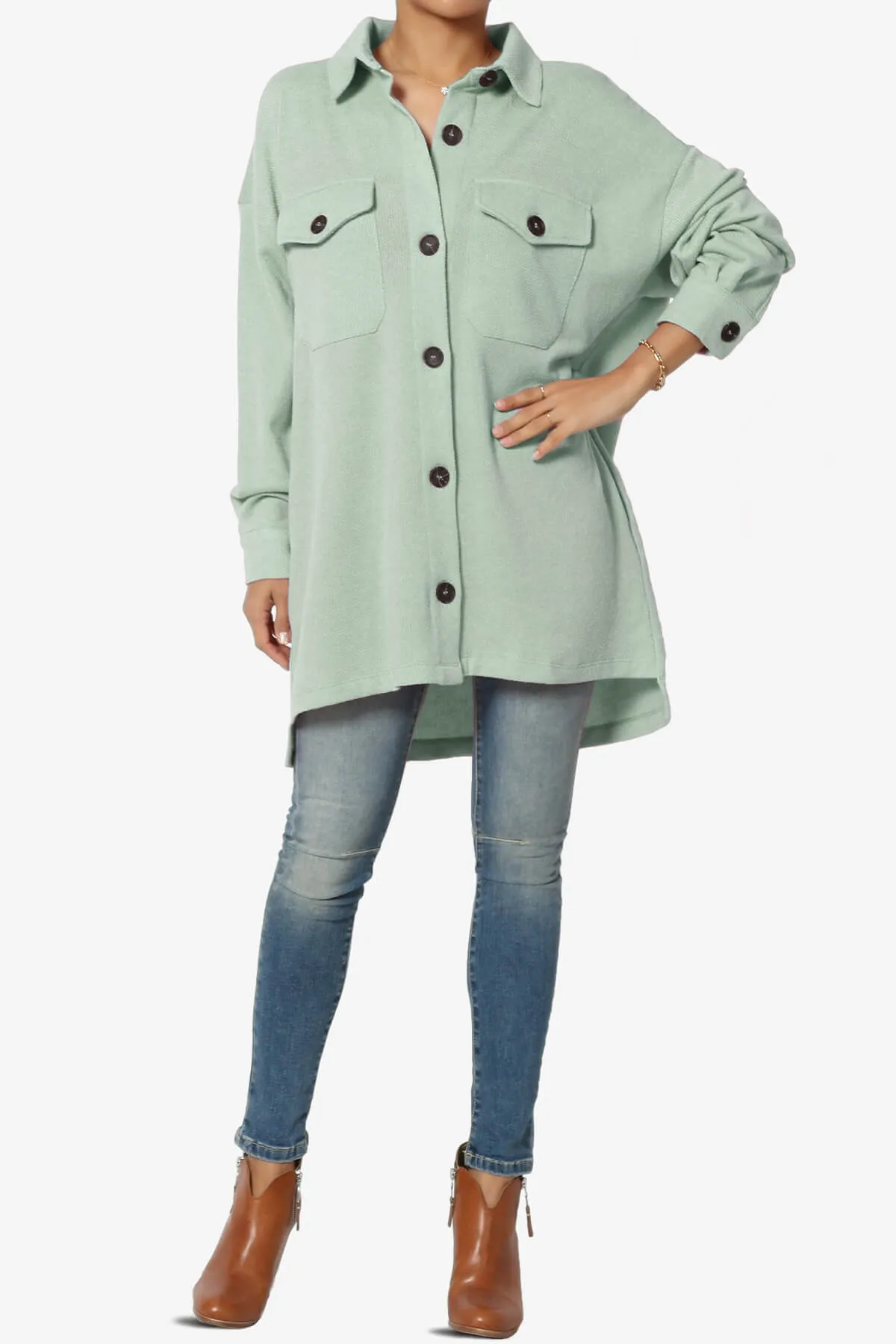 Matryx Jacquard Oversized Shirts Shacket PLUS