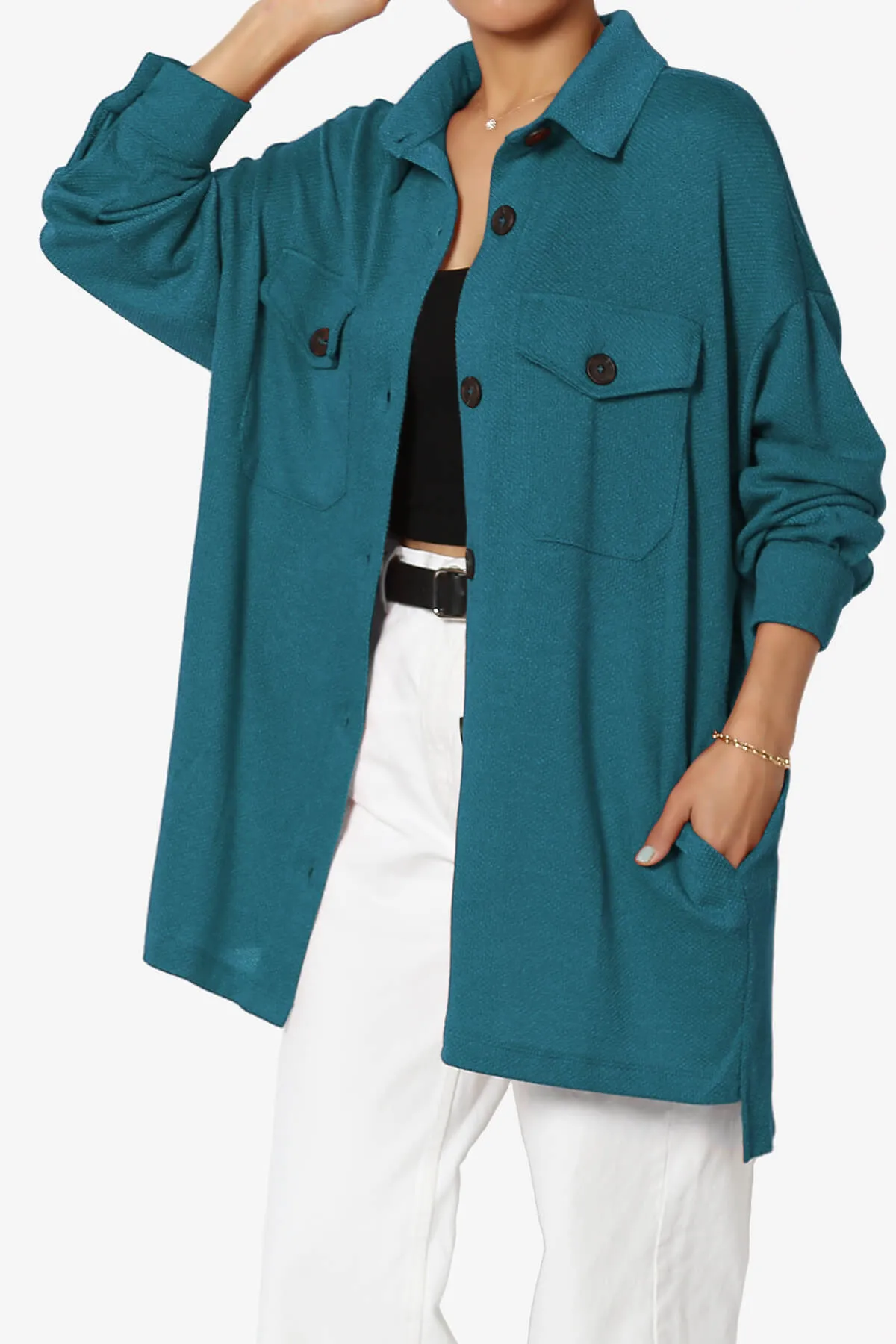 Matryx Jacquard Oversized Shirts Shacket PLUS
