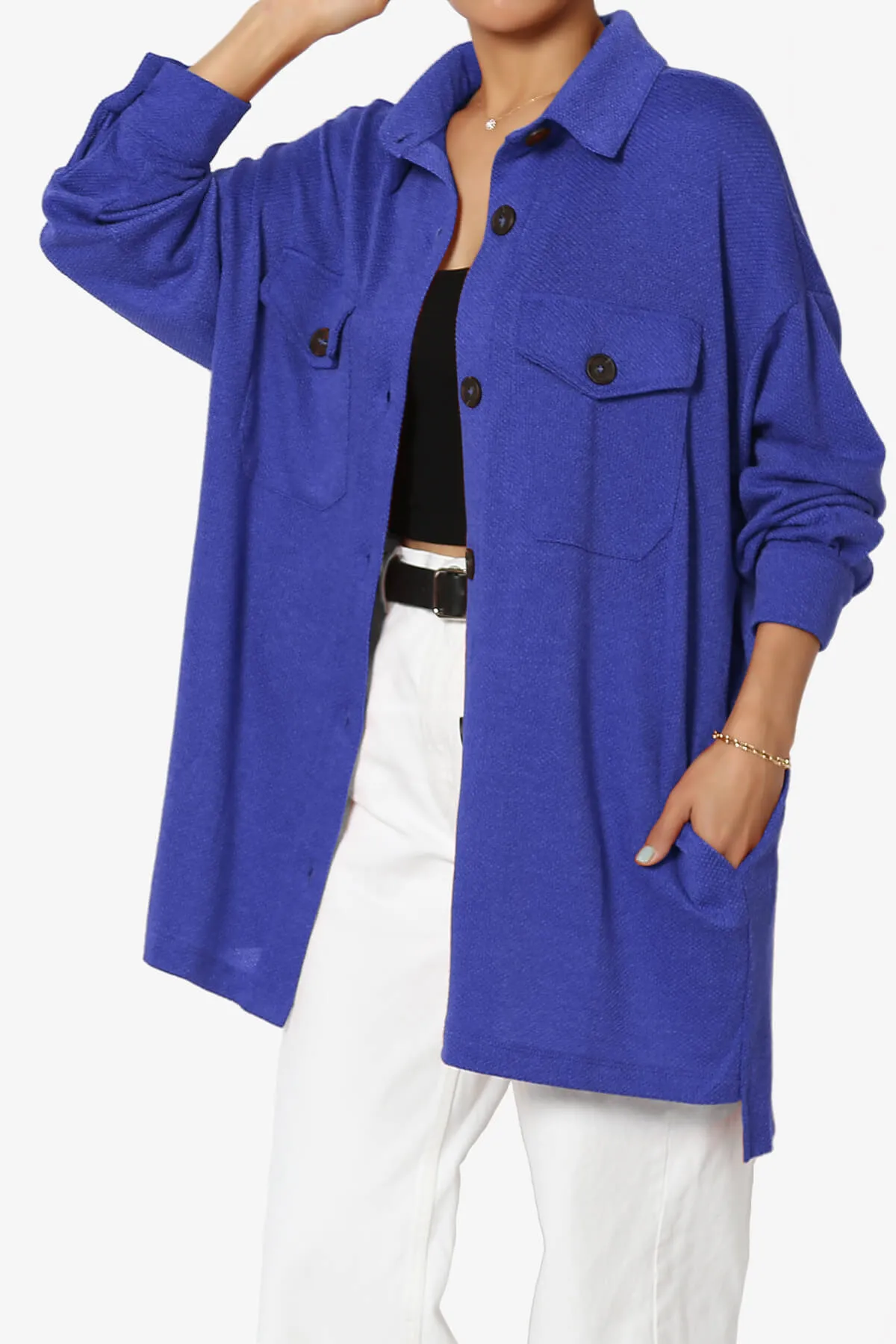 Matryx Jacquard Oversized Shirts Shacket PLUS