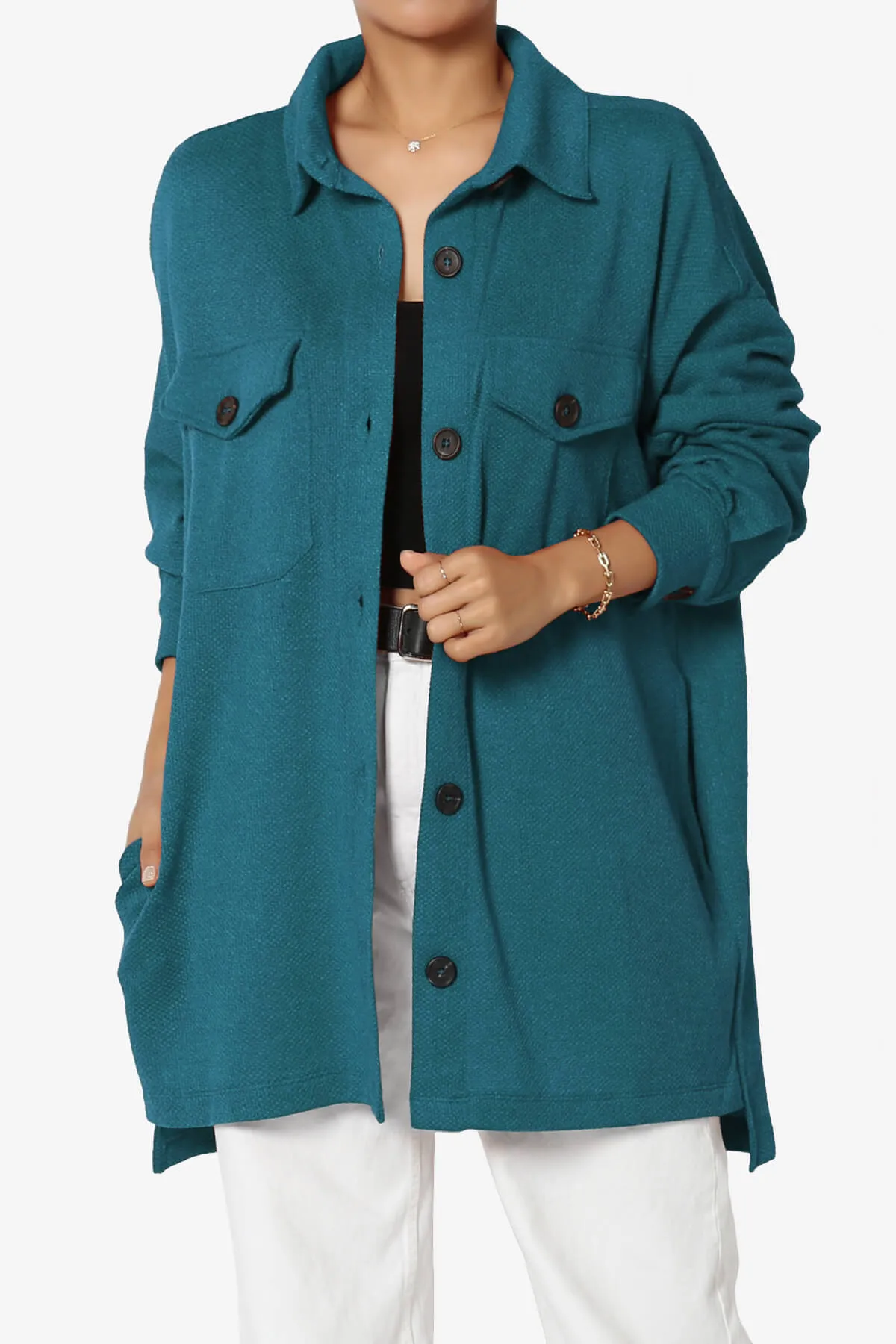 Matryx Jacquard Oversized Shirts Shacket PLUS