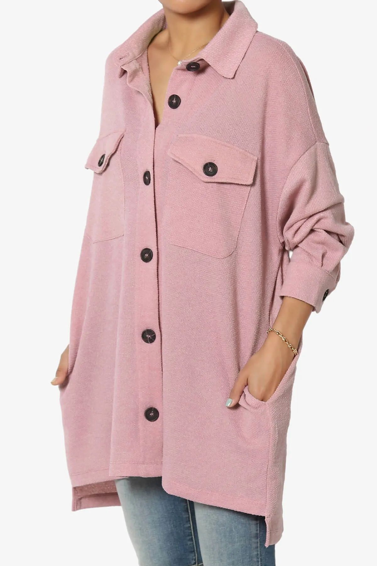 Matryx Jacquard Oversized Shirts Shacket PLUS