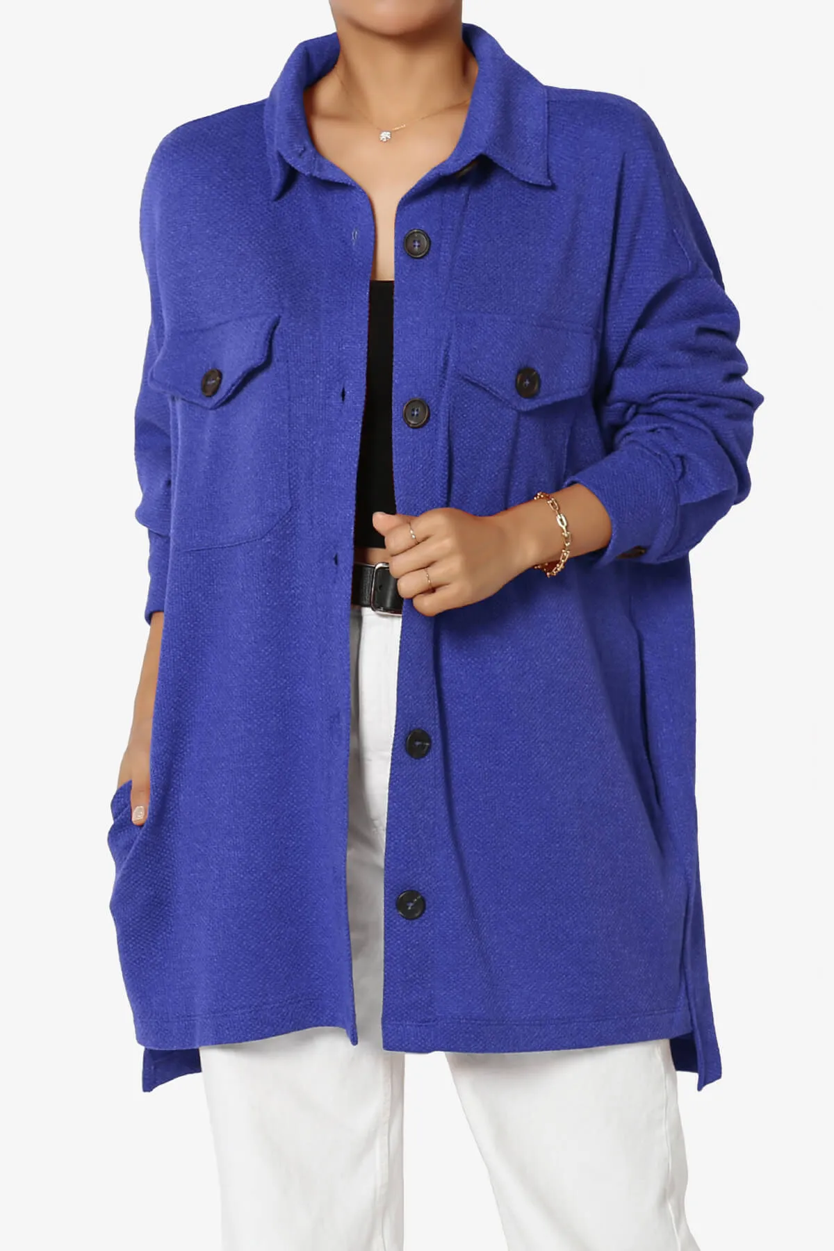 Matryx Jacquard Oversized Shirts Shacket PLUS