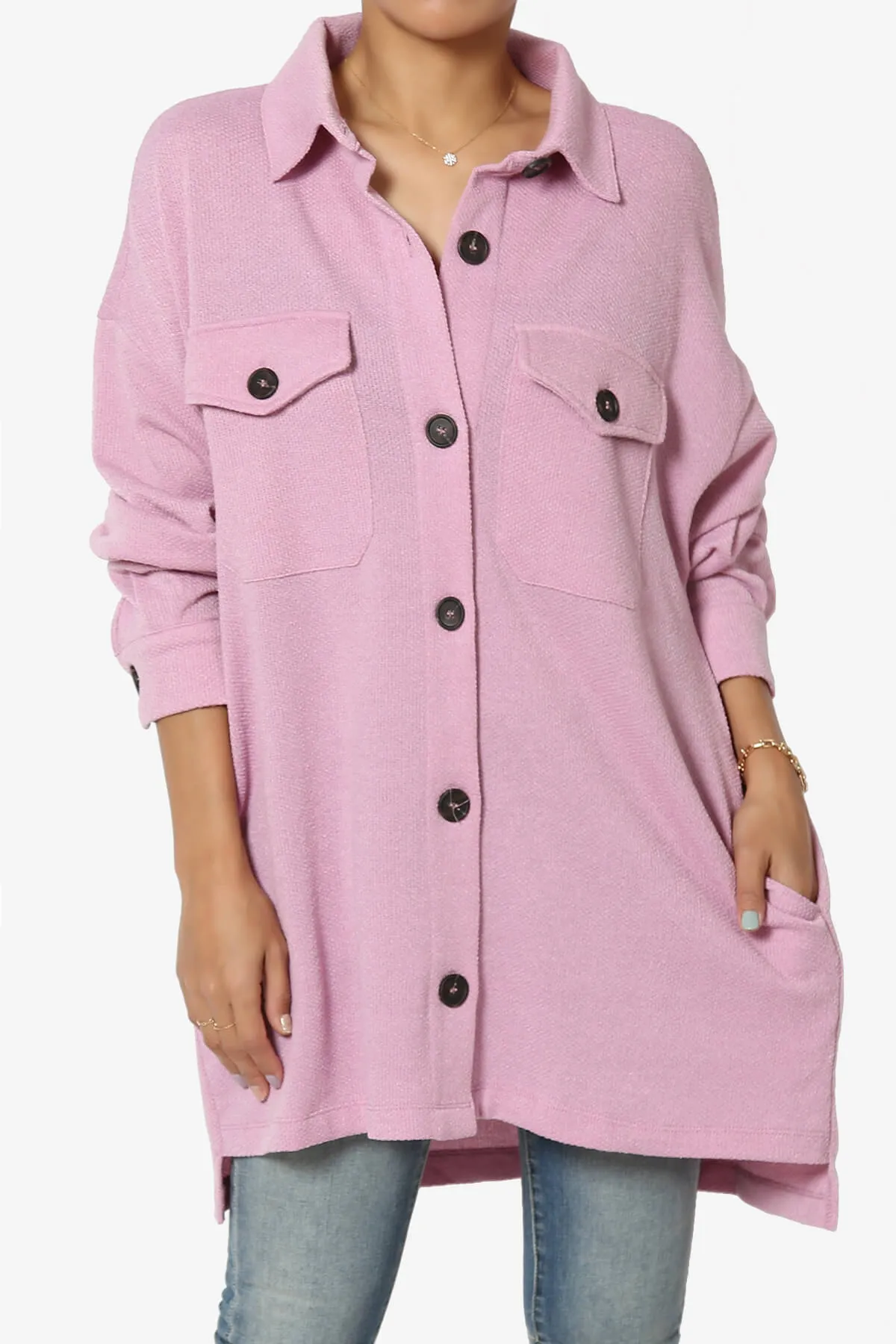 Matryx Jacquard Oversized Shirts Shacket PLUS
