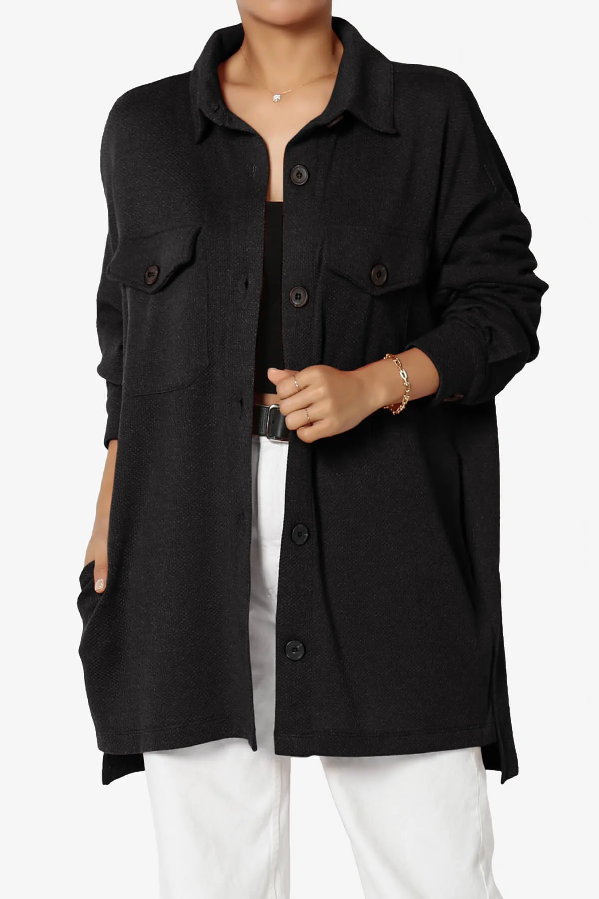 Matryx Jacquard Oversized Shirts Shacket PLUS