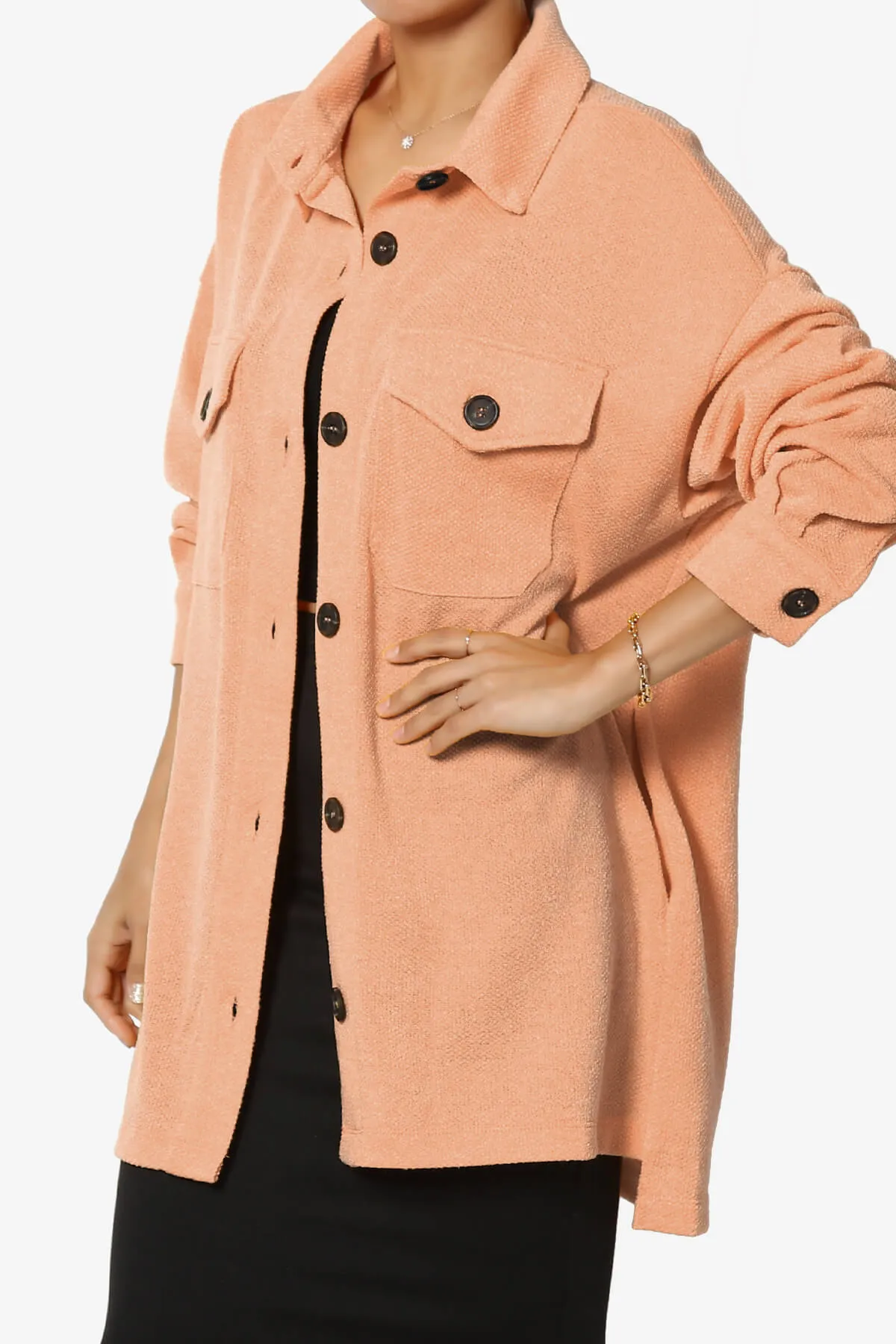 Matryx Jacquard Oversized Shirts Shacket PLUS