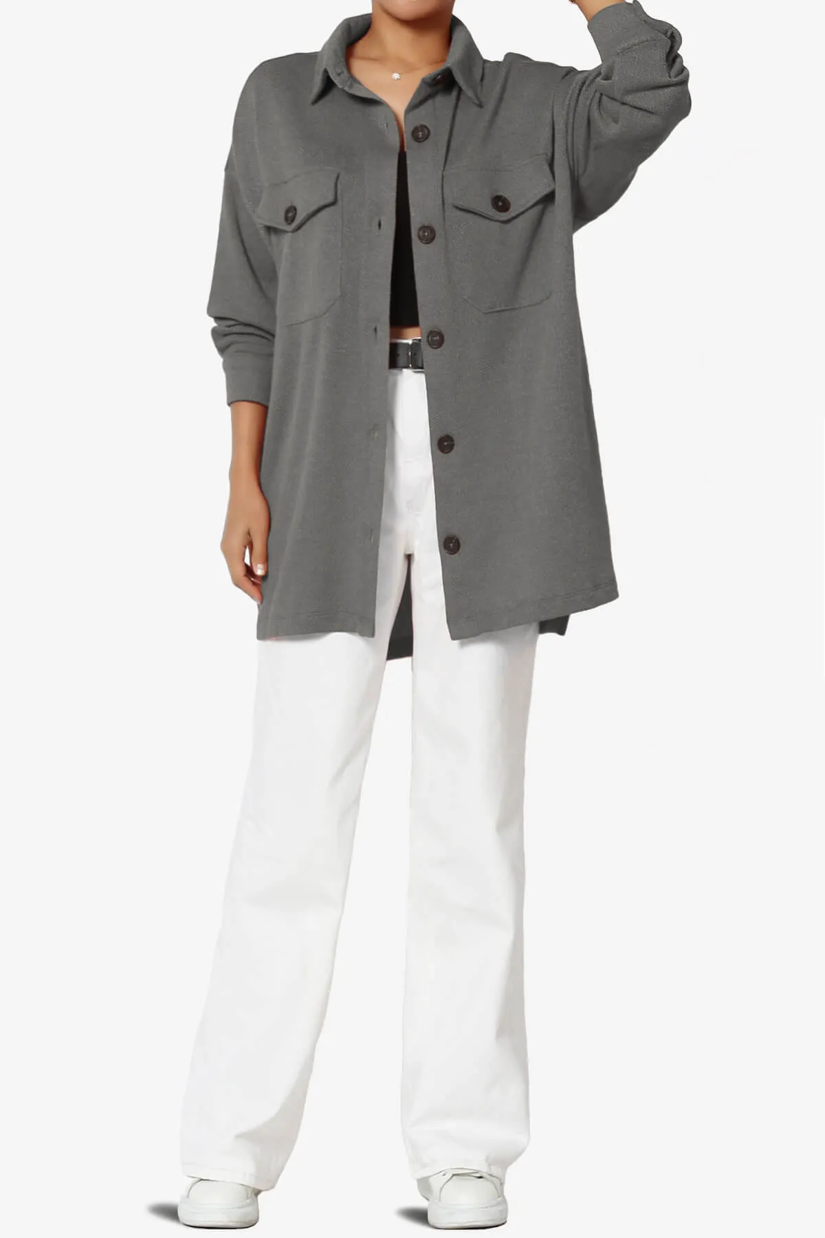 Matryx Jacquard Oversized Shirts Shacket PLUS
