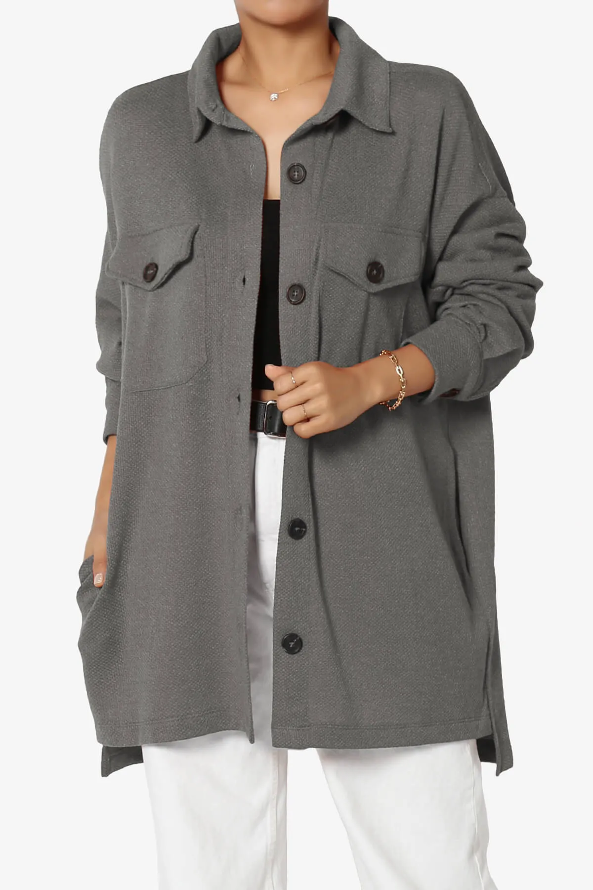 Matryx Jacquard Oversized Shirts Shacket PLUS