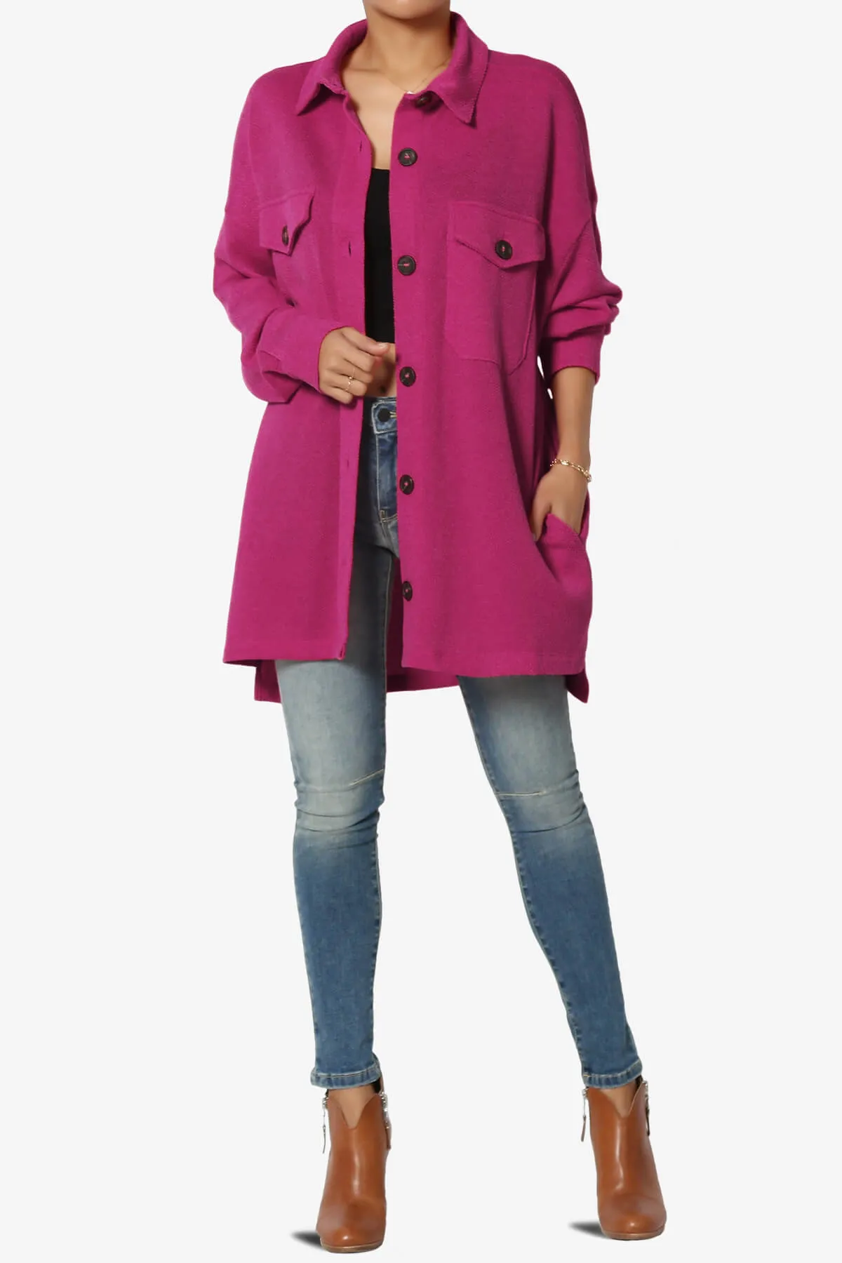 Matryx Jacquard Oversized Shirts Shacket PLUS