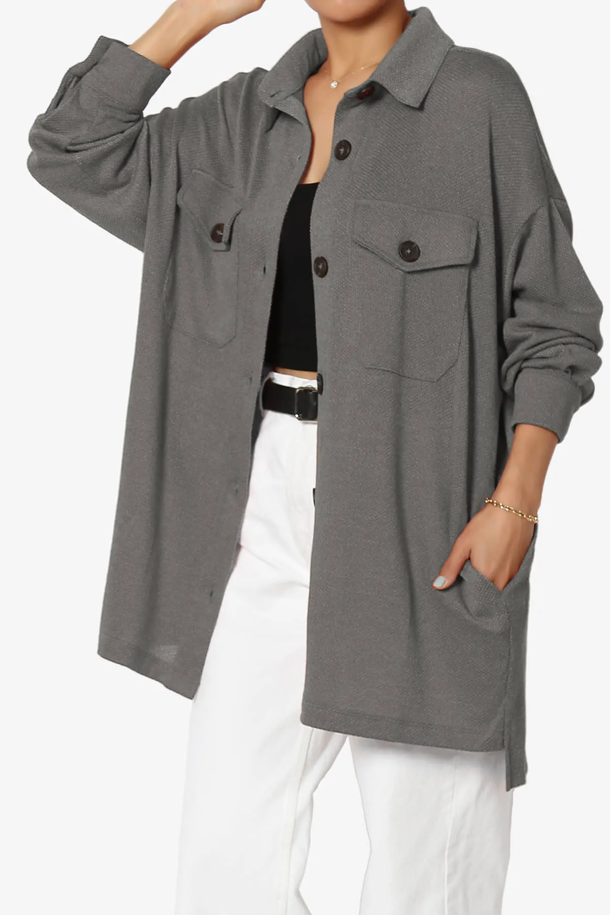 Matryx Jacquard Oversized Shirts Shacket PLUS