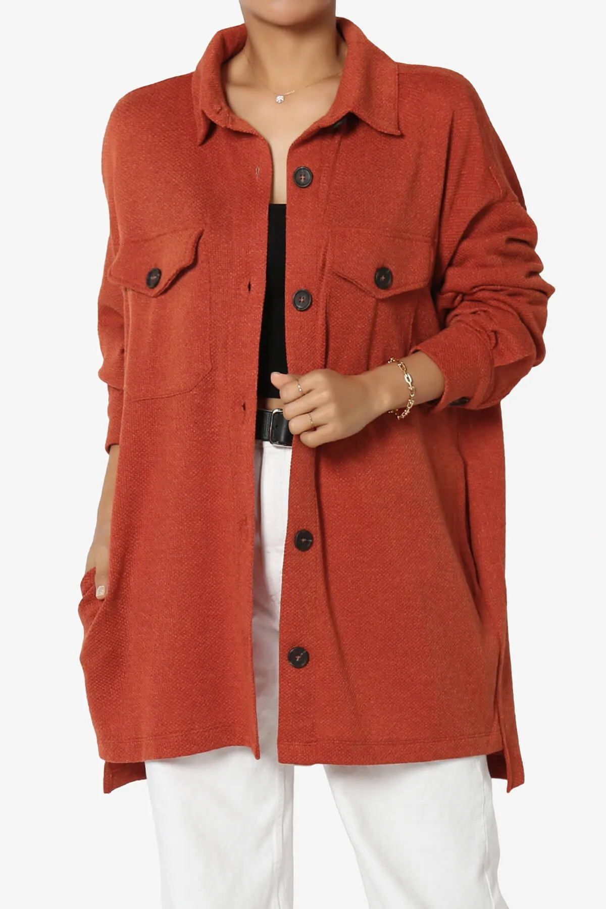 Matryx Jacquard Oversized Shirts Shacket PLUS