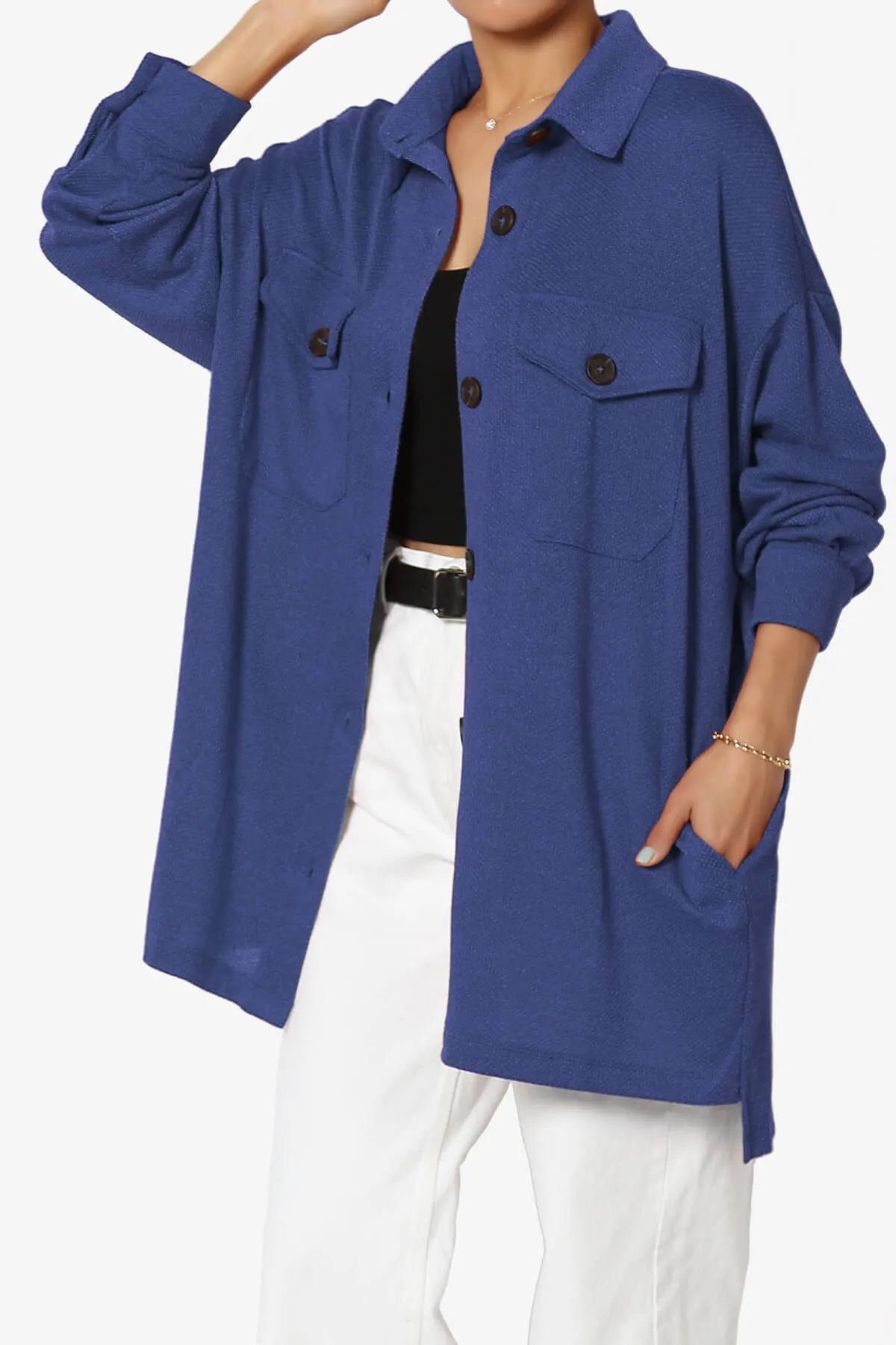 Matryx Jacquard Oversized Shirts Shacket PLUS