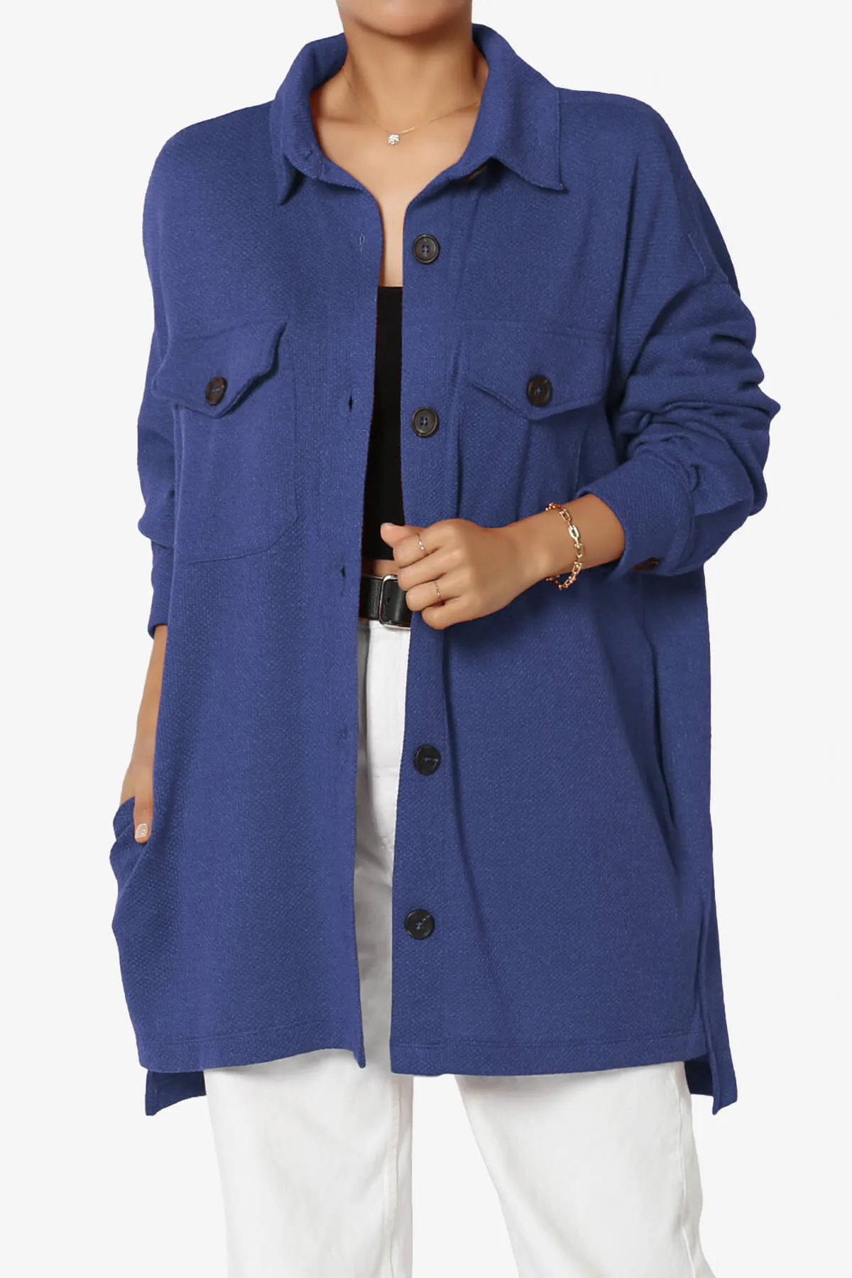 Matryx Jacquard Oversized Shirts Shacket PLUS