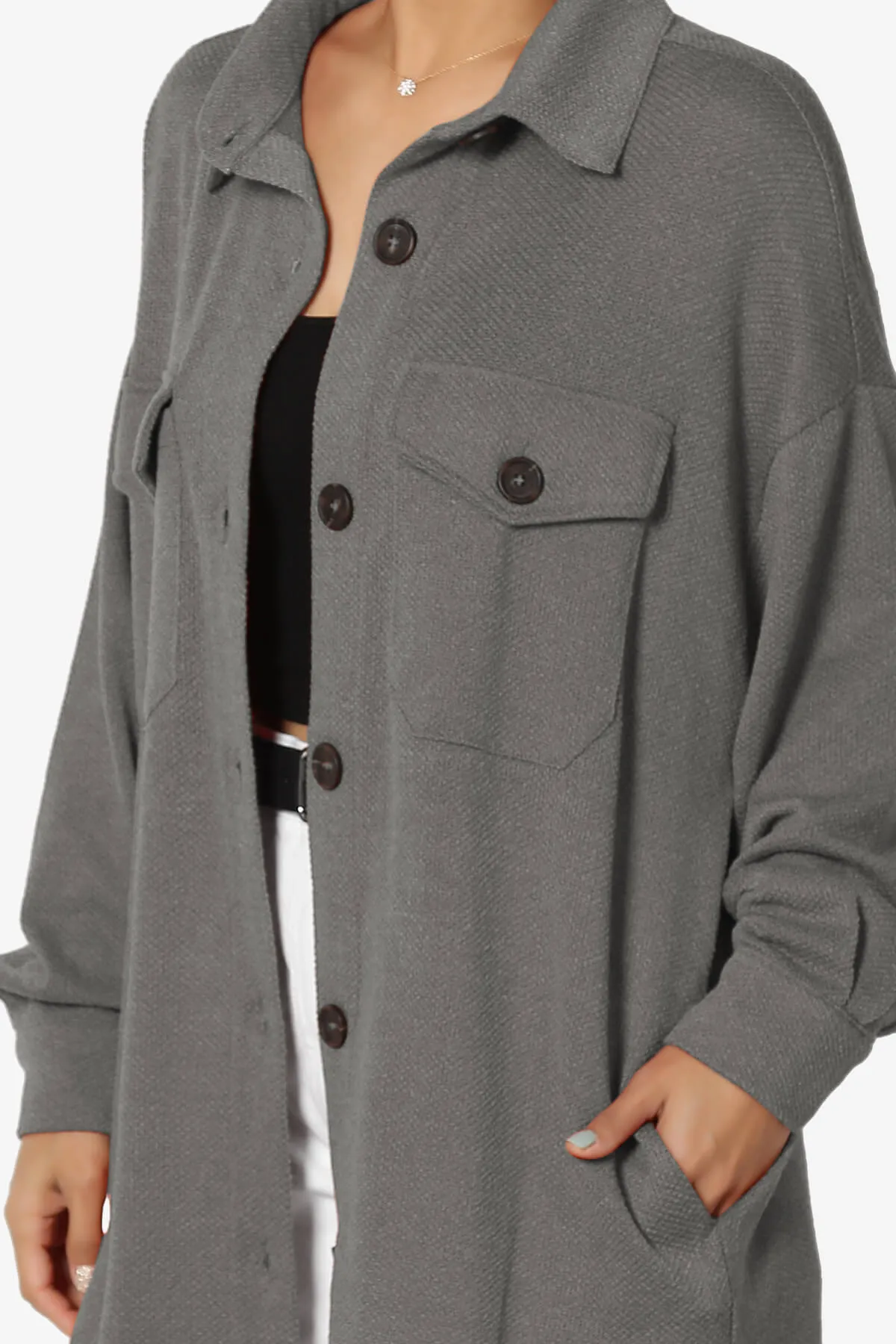 Matryx Jacquard Oversized Shirts Shacket PLUS