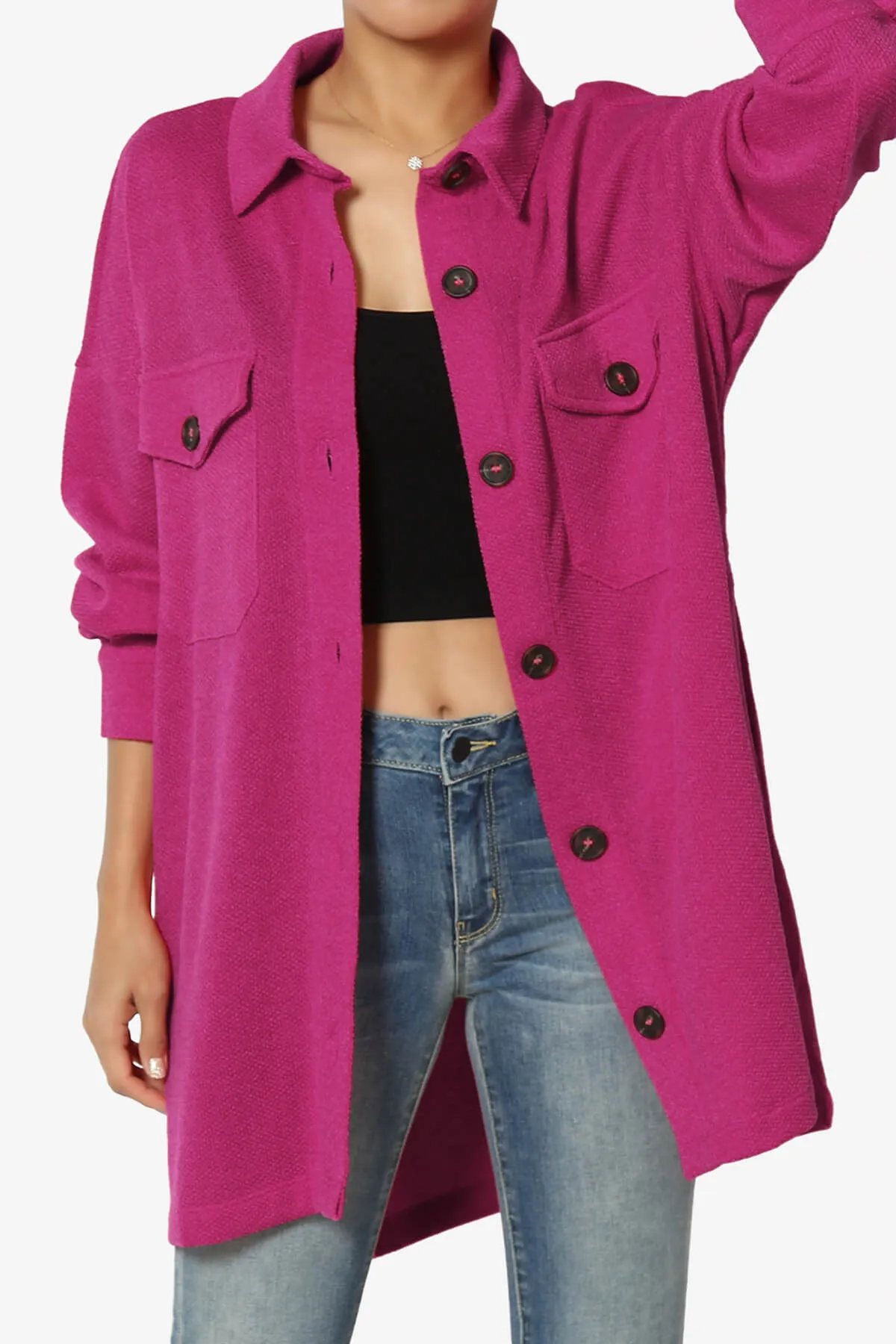 Matryx Jacquard Oversized Shirts Shacket PLUS