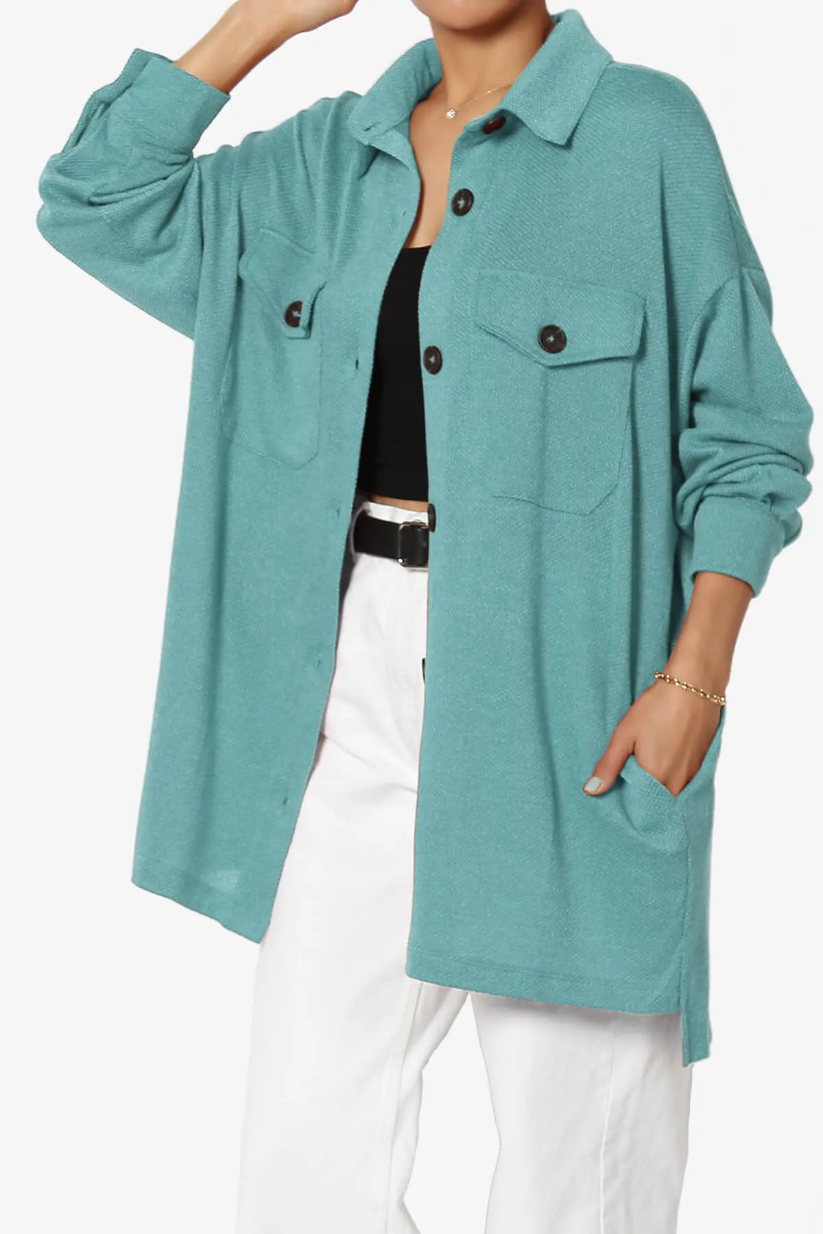 Matryx Jacquard Oversized Shirts Shacket PLUS