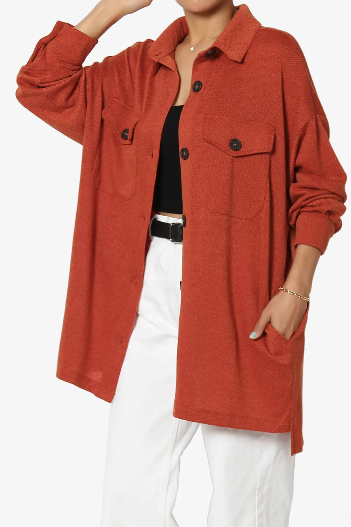Matryx Jacquard Oversized Shirts Shacket PLUS