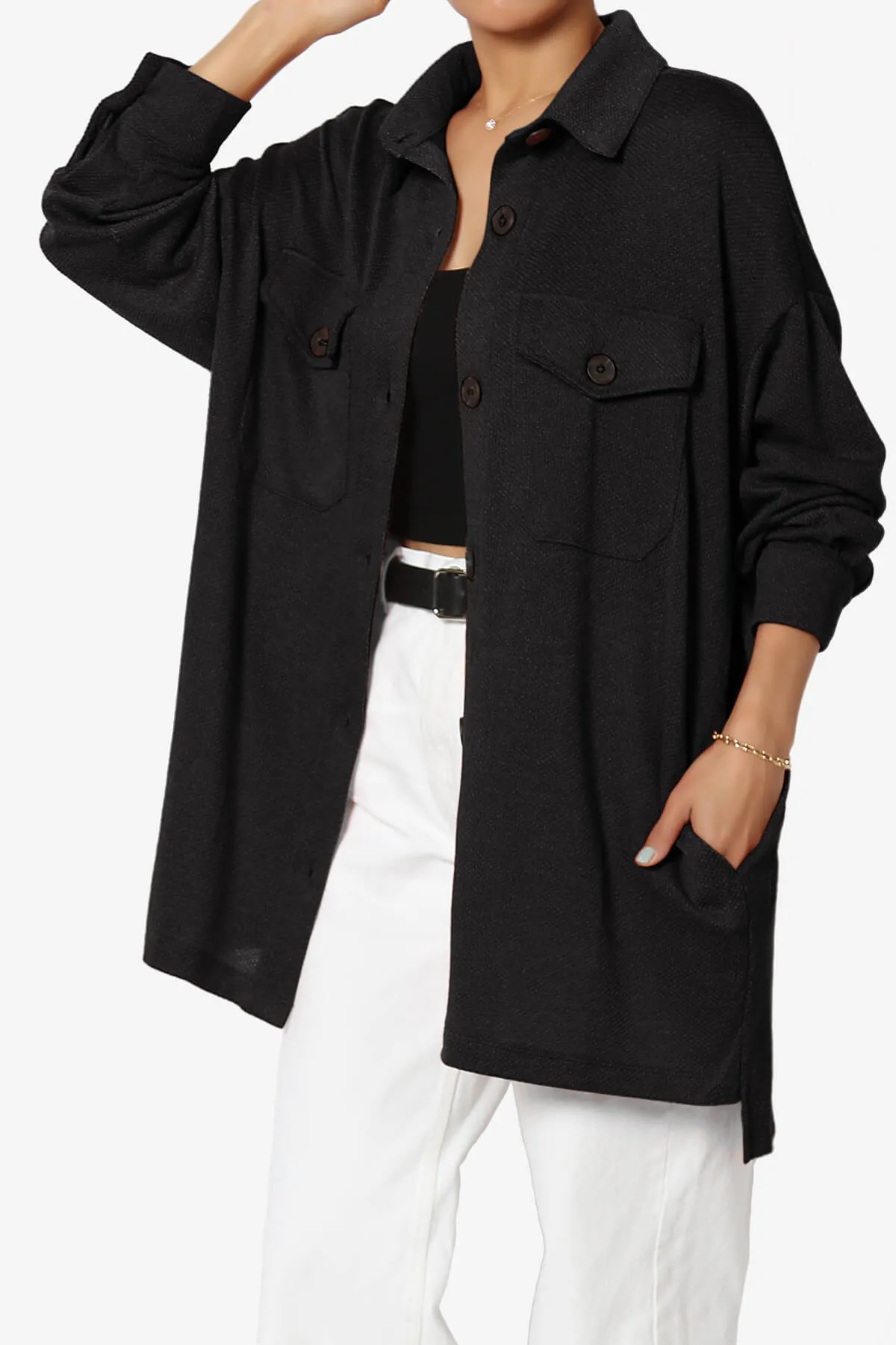 Matryx Jacquard Oversized Shirts Shacket PLUS