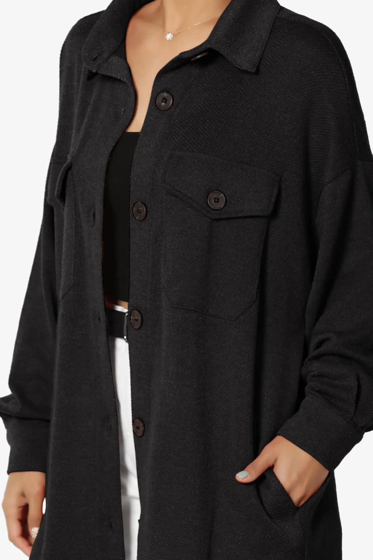 Matryx Jacquard Oversized Shirts Shacket PLUS