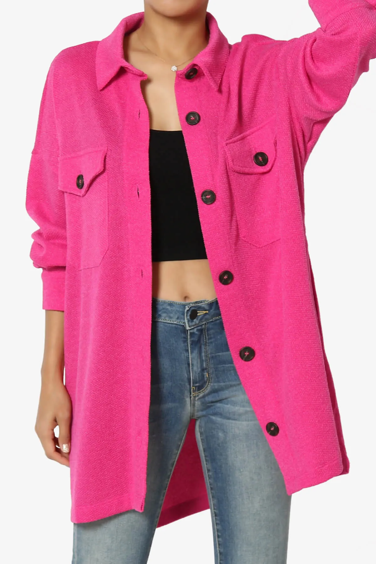 Matryx Jacquard Oversized Shirts Shacket PLUS