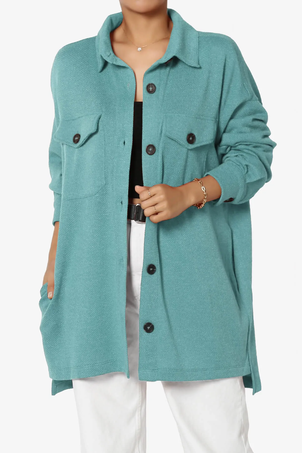 Matryx Jacquard Oversized Shirts Shacket PLUS