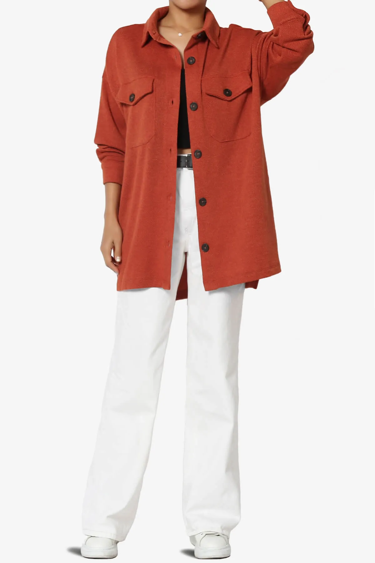 Matryx Jacquard Oversized Shirts Shacket PLUS