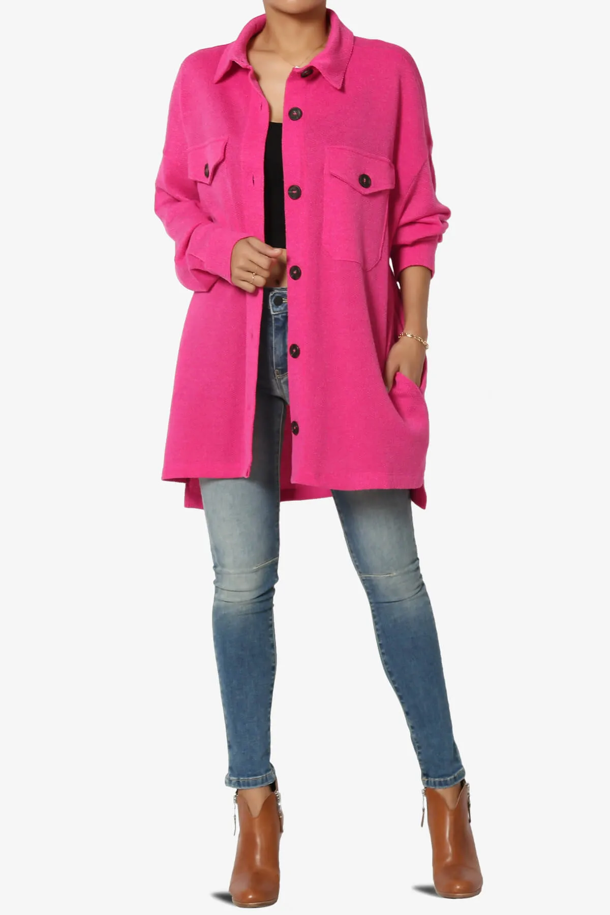 Matryx Jacquard Oversized Shirts Shacket PLUS