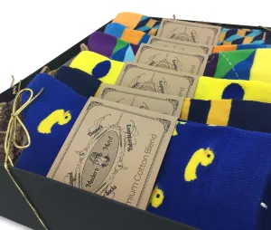 Men Novelty Fashion Dress Socks-6 Pair Fancy Power Sock-Fun Colorful Theme Socks