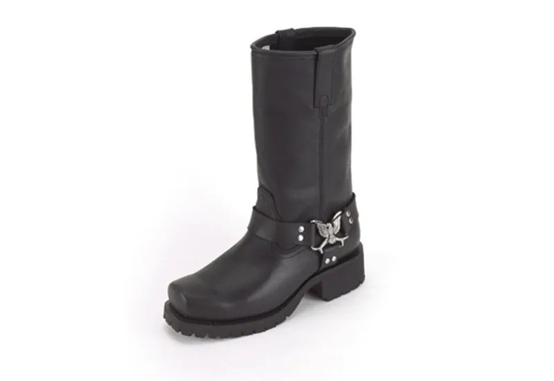 Men's Biker Engineer Boots With Eagle At Ankle