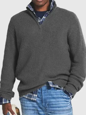 Men's Business Casual Loose Zipper Stand Collar Sweater