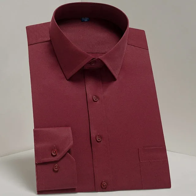 Men's Classic Long Sleeve Standard-fit Dress Shirts Formal Business Social Simple Basic Design White Work Office Casual Shirt