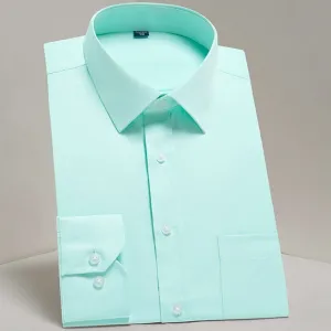 Men's Classic Long Sleeve Standard-fit Dress Shirts Formal Business Social Simple Basic Design White Work Office Casual Shirt