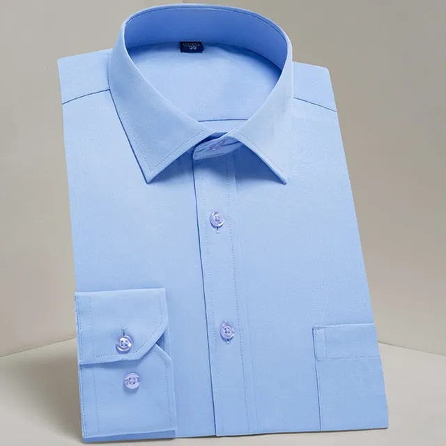 Men's Classic Long Sleeve Standard-fit Dress Shirts Formal Business Social Simple Basic Design White Work Office Casual Shirt