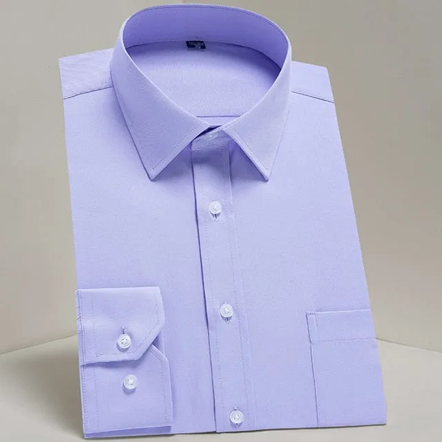 Men's Classic Long Sleeve Standard-fit Dress Shirts Formal Business Social Simple Basic Design White Work Office Casual Shirt