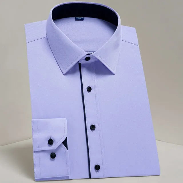 Men's Classic Long Sleeve Standard-fit Dress Shirts Formal Business Social Simple Basic Design White Work Office Casual Shirt
