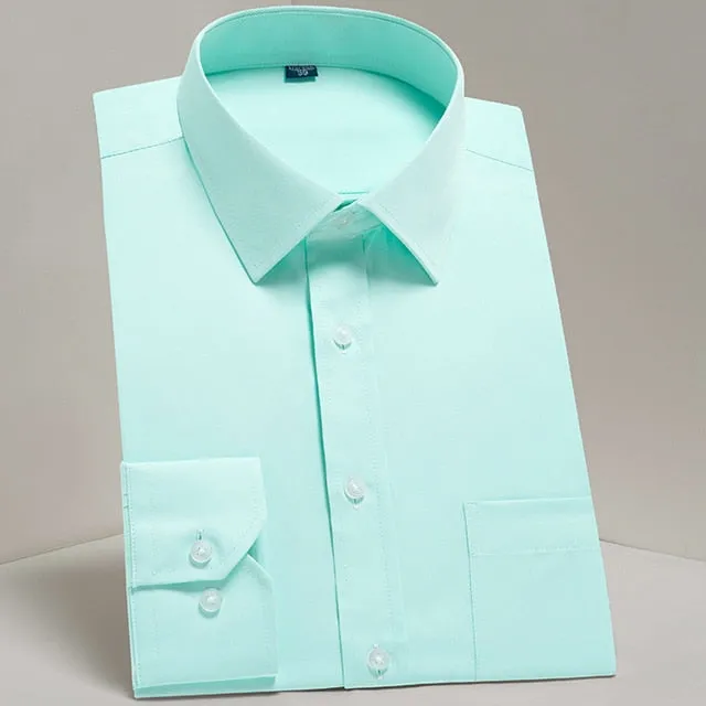 Men's Classic Long Sleeve Standard-fit Dress Shirts Formal Business Social Simple Basic Design White Work Office Casual Shirt