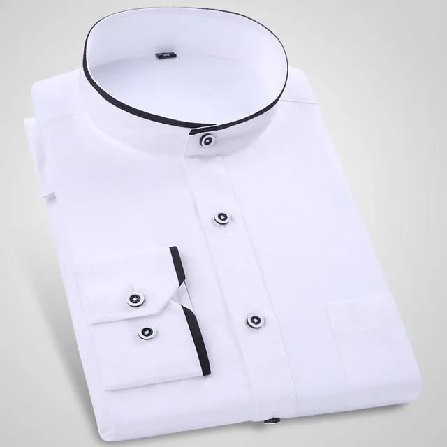 Men's Classic Long Sleeve Standard-fit Dress Shirts Formal Business Social Simple Basic Design White Work Office Casual Shirt