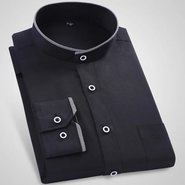Men's Classic Long Sleeve Standard-fit Dress Shirts Formal Business Social Simple Basic Design White Work Office Casual Shirt