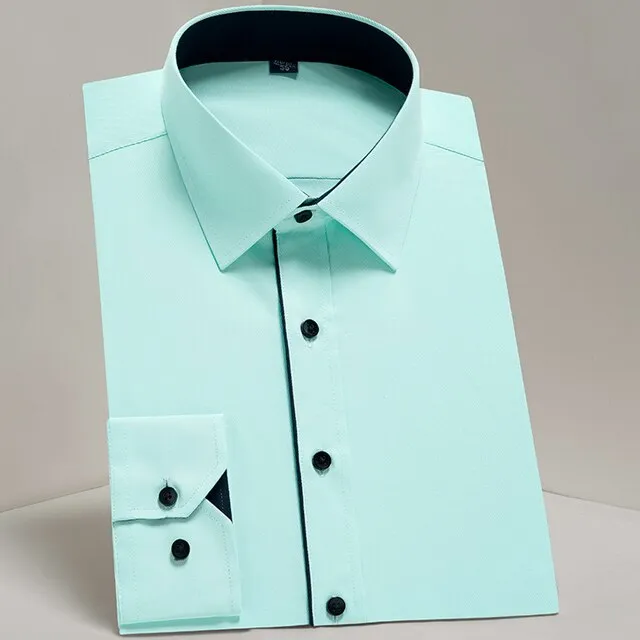 Men's Classic Long Sleeve Standard-fit Dress Shirts Formal Business Social Simple Basic Design White Work Office Casual Shirt