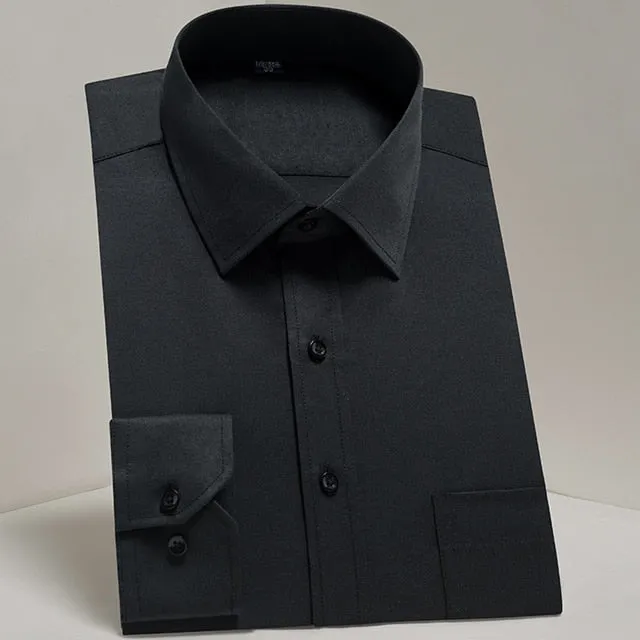 Men's Classic Long Sleeve Standard-fit Dress Shirts Formal Business Social Simple Basic Design White Work Office Casual Shirt