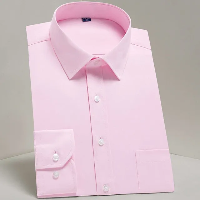 Men's Classic Long Sleeve Standard-fit Dress Shirts Formal Business Social Simple Basic Design White Work Office Casual Shirt