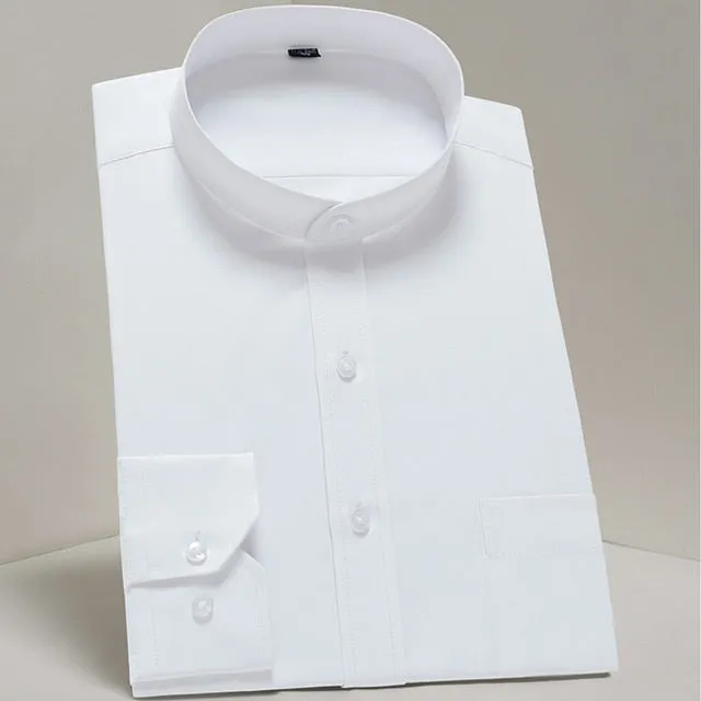 Men's Classic Long Sleeve Standard-fit Dress Shirts Formal Business Social Simple Basic Design White Work Office Casual Shirt