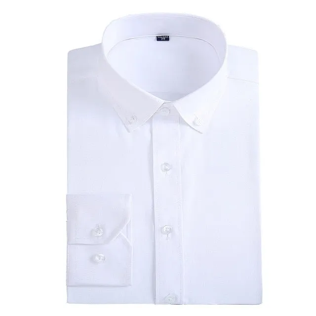 Men's Classic Long Sleeve Standard-fit Dress Shirts Formal Business Social Simple Basic Design White Work Office Casual Shirt