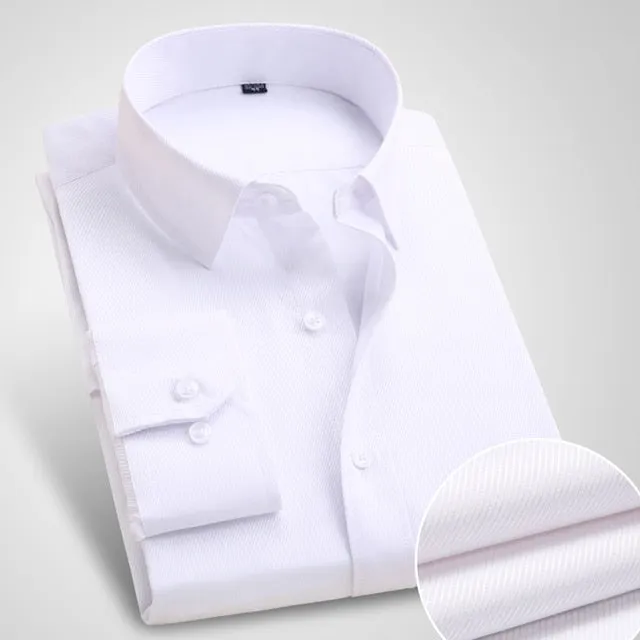Men's Classic Long Sleeve Standard-fit Dress Shirts Formal Business Social Simple Basic Design White Work Office Casual Shirt