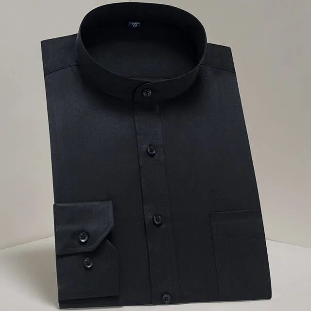 Men's Classic Long Sleeve Standard-fit Dress Shirts Formal Business Social Simple Basic Design White Work Office Casual Shirt